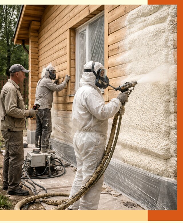 Утепление дома из бруса ППУ в Павлово от 3903 руб/м2 под ключ | ТепломастерПвв