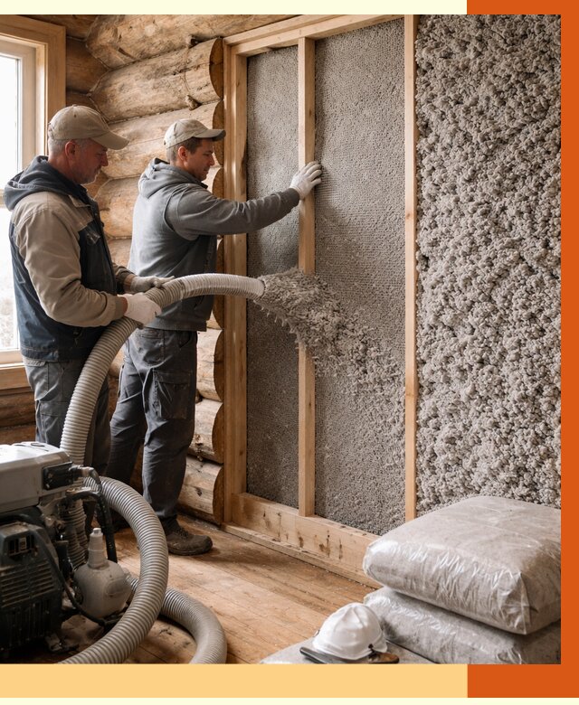 Утепление бревенчатого дома эковатой в Павлово от 2788 руб. | ТепломастерПвв