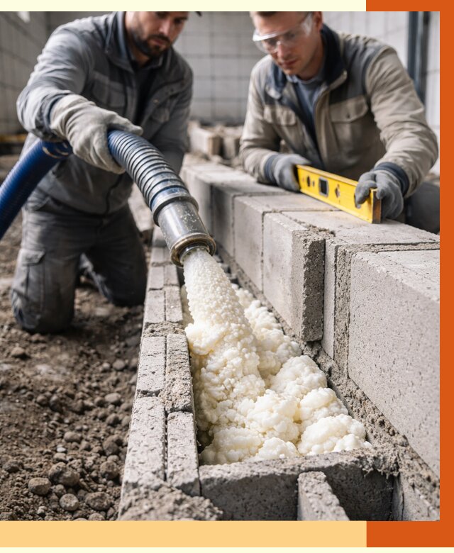 Заполнение колодцевой кладки ППУ в Павлово от 4258 руб. за м2 | ТепломастерПвв