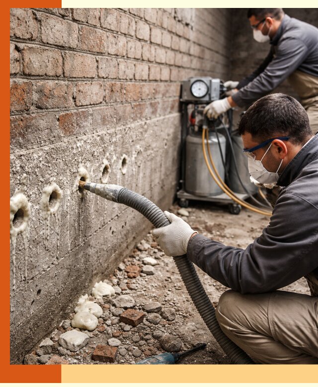 Заполнение колодцевой кладки ППУ в Павлово быстро и герметично