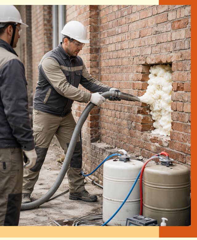 Заливка ППУ в пустоты кирпичной стены в Павлово от 2788 руб. | ТепломастерПвв