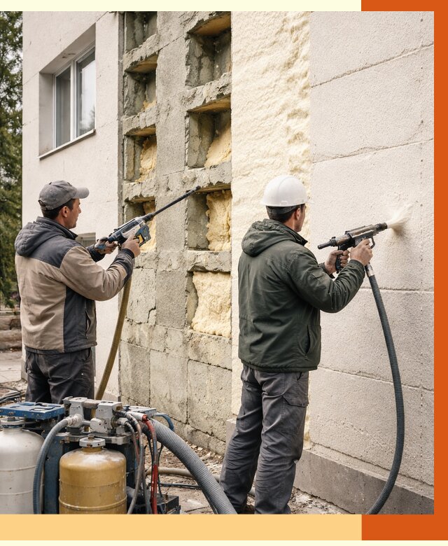 Заполнение пустот фасада в Павлово от 4562 руб. — утепление пустот облицовки | ТепломастерПвв