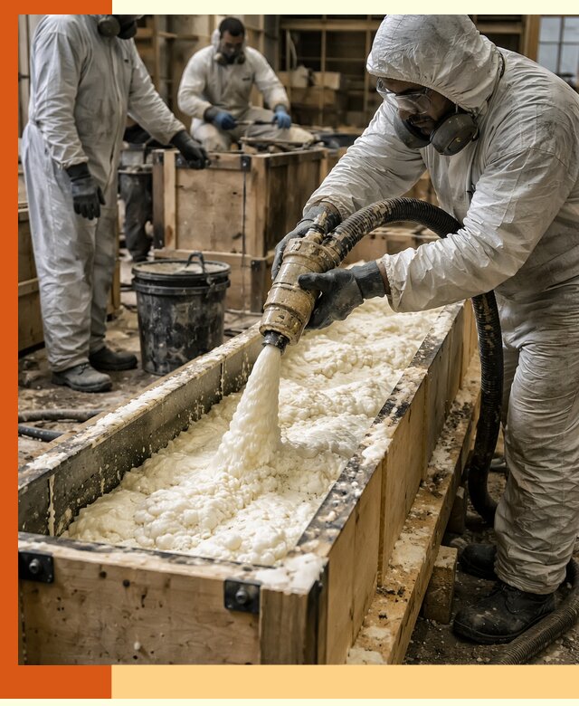 Заливка пенополиуретана в формы для утепления в Павлово