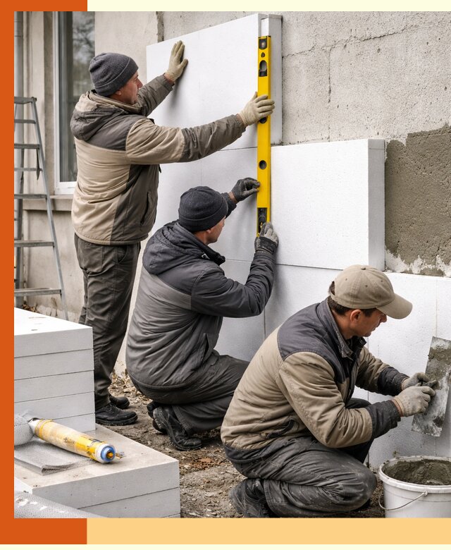 Утепление пенопластом наружных стен и фасадов в Павлово