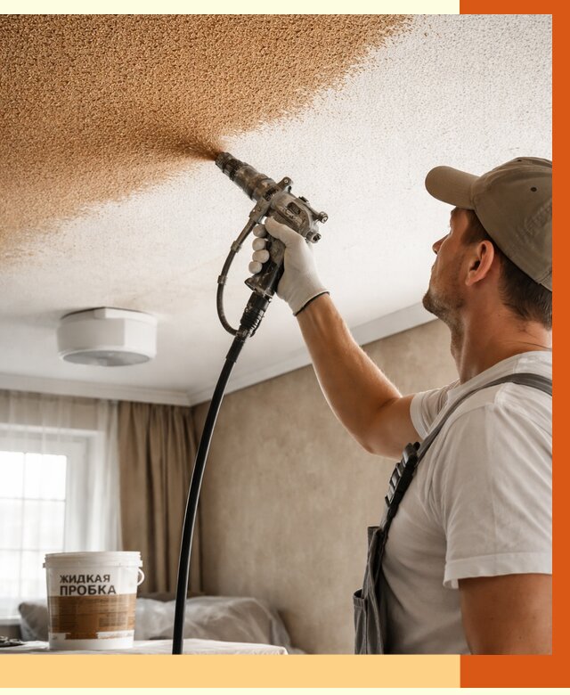 Утепление потолка жидкой пробкой в Павлово от 3548 руб. | ТепломастерПвв