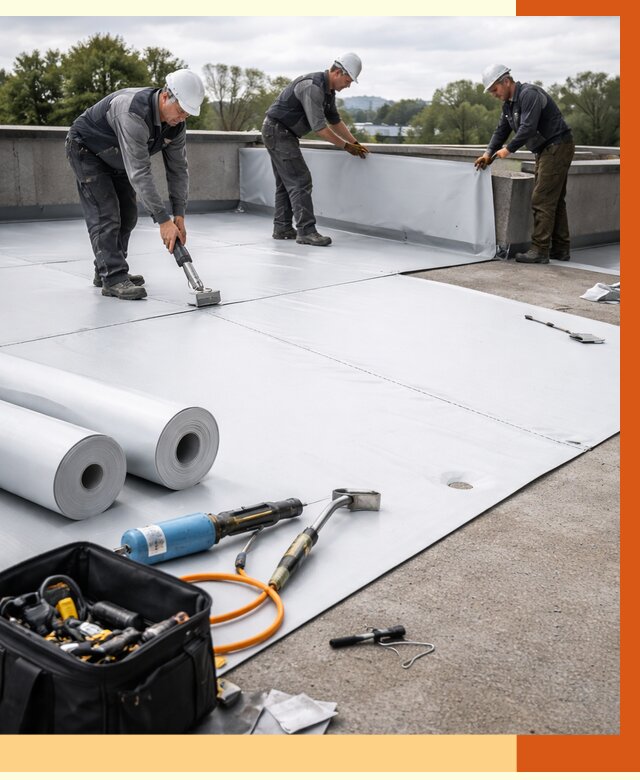 Гидроизоляция мембранной кровли в Павлово от 7603 руб./м² — профессионально | ТепломастерПвв