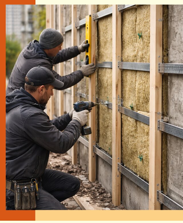 Монтаж обрешетки под утепление зданий и квартир в Павлово